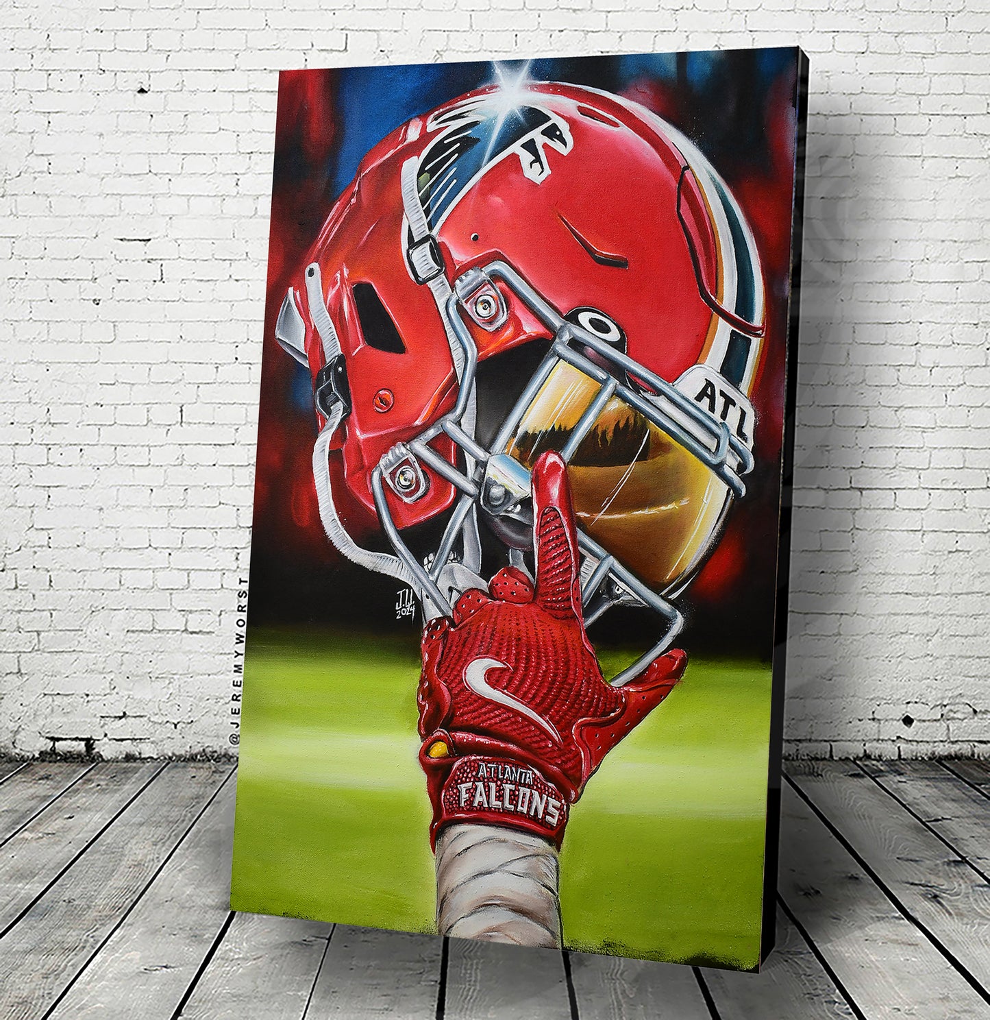 JEREMY WORST Custom NFL Helmet Painting Original Acrylic Painting 36 x 24 Art Piece Great Gift For Him anime nsfw sticker