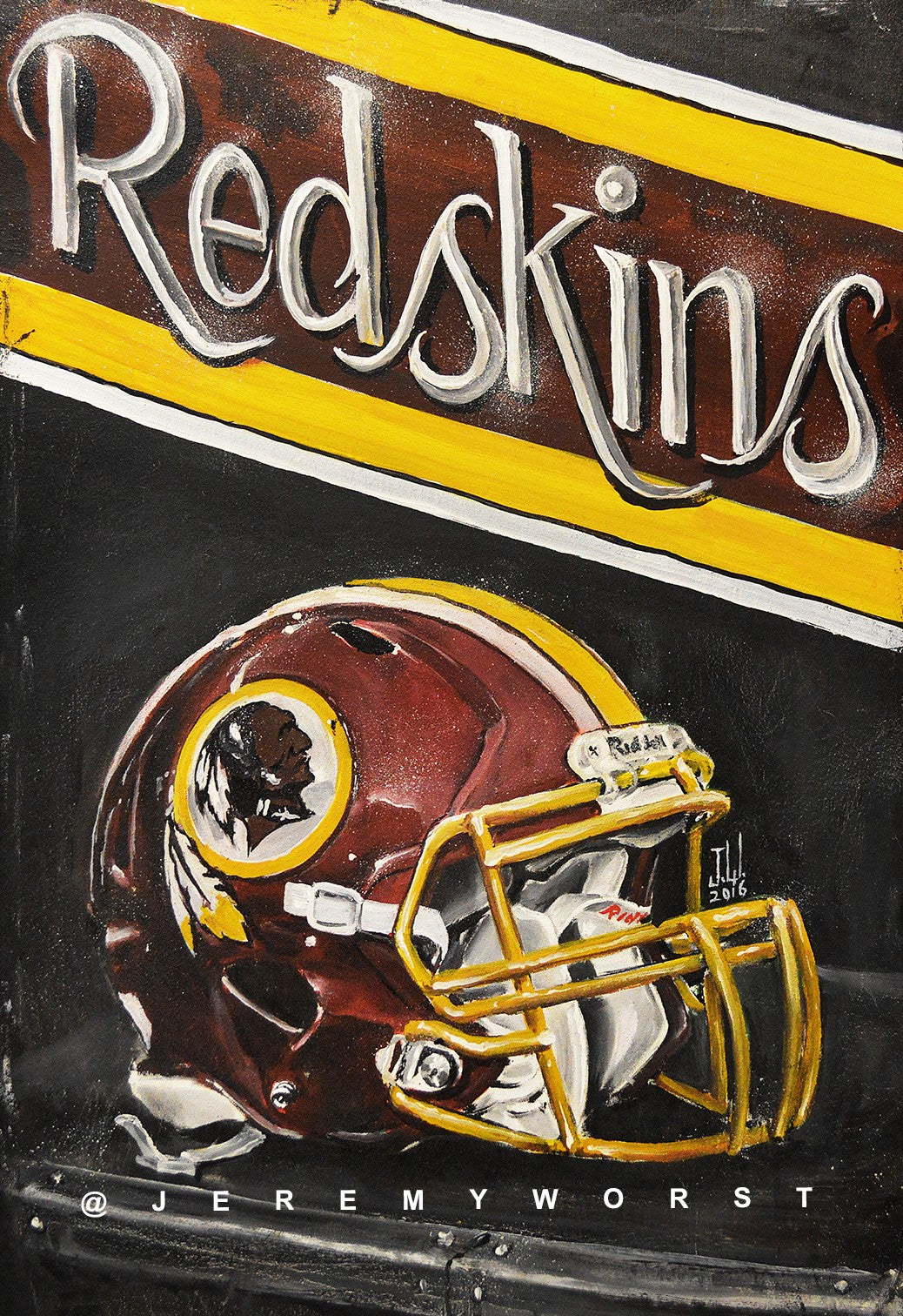 JEREMY WORST Redskins Washington Commanders Painting sports Canvas Print Artwork helmet art great gift for him