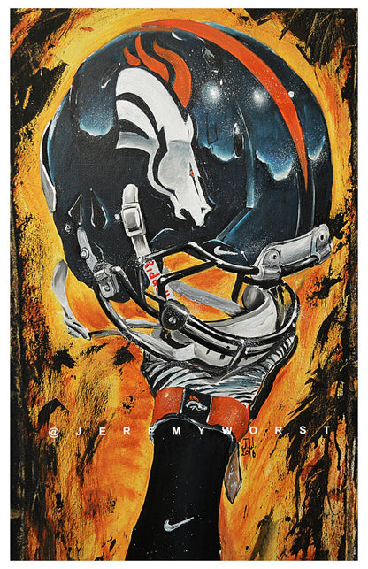 JEREMY WORST Denver Broncos Nation Painting sports Canvas Print Artwork helmet art great gift for him piece illustration anime nsfw sticker
