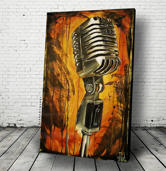 NEW MIC Canvas Print of Painting rap hiphop urban rock music abstract colorful microphone android case sticker Yellow red abstract artwork
