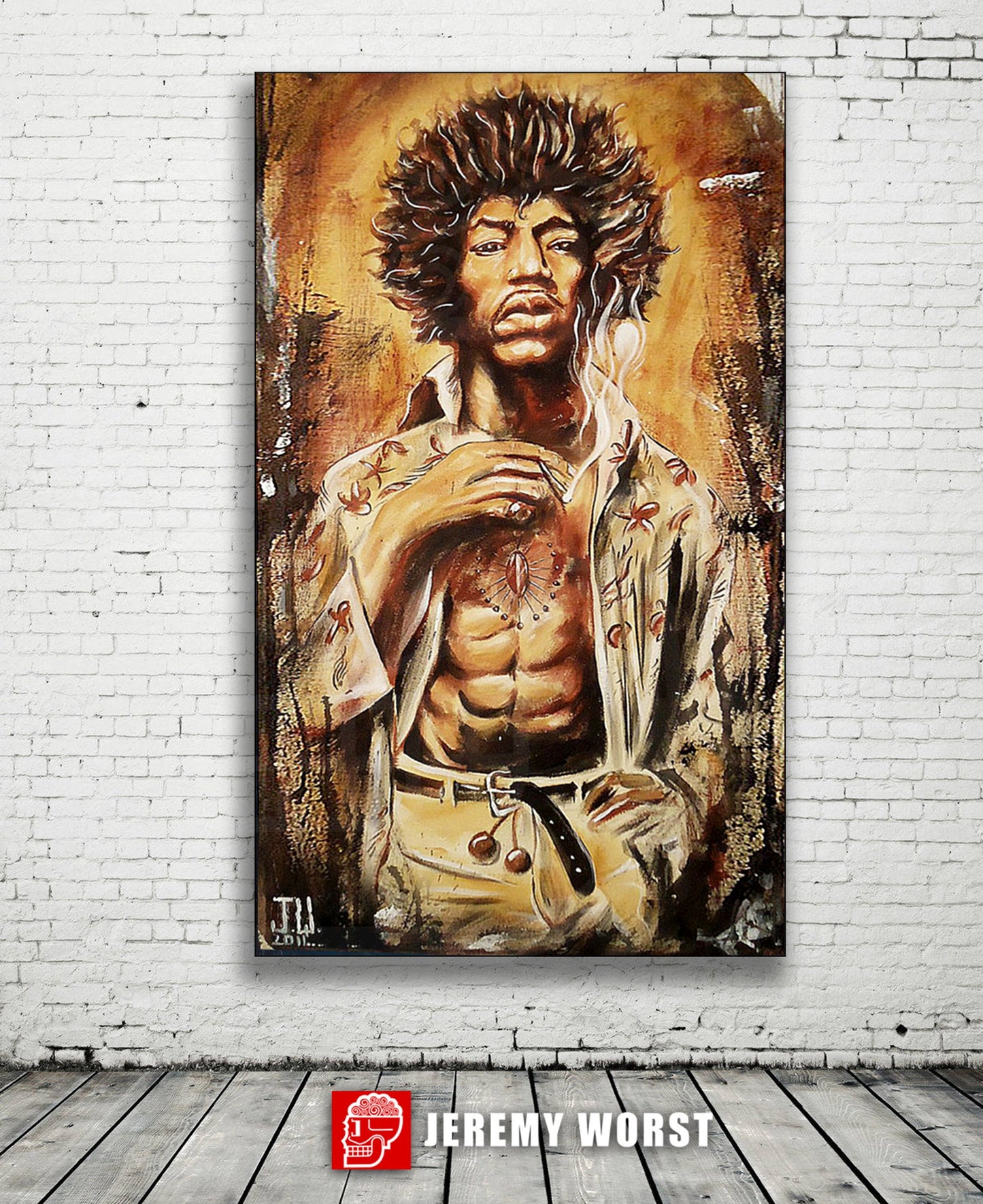 JEREMY WORST Jimi Hendrix 2011 Canvas print  instagram  anime art painting nsfw sticker