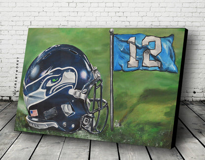 JEREMY WORST Seattle Seahawks 12th Man go hawks Fine Art Print Artwork helmet nfl football helmet player sports jewelry