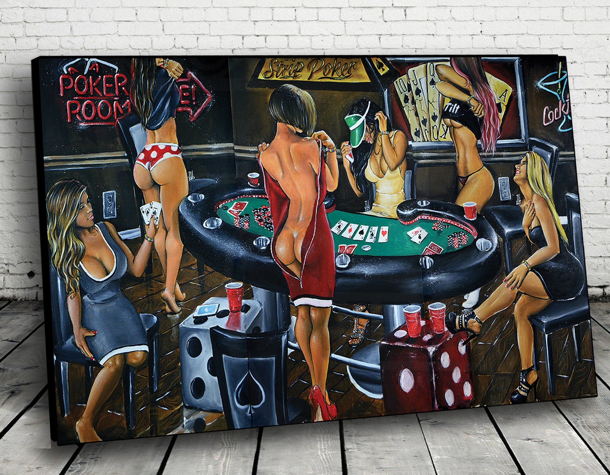 Strip Poker Canvas Wall Art Decor Game Room Table Gifts sexy blackjack