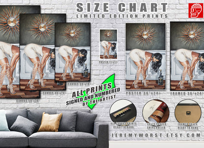 JEREMY WORST Jager Bomb Sexy alcohol Signed Poster or Canvas Print Wall Art Decor Bar Game Room Living room Bed Whip cream 4 play Clock
