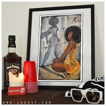 JEREMY WORST "Hero Within" Sexy African Super Hero Woman Nubian Queen Black Girl Canvas wall Art NSFW scarf Decor abstract Urban Street