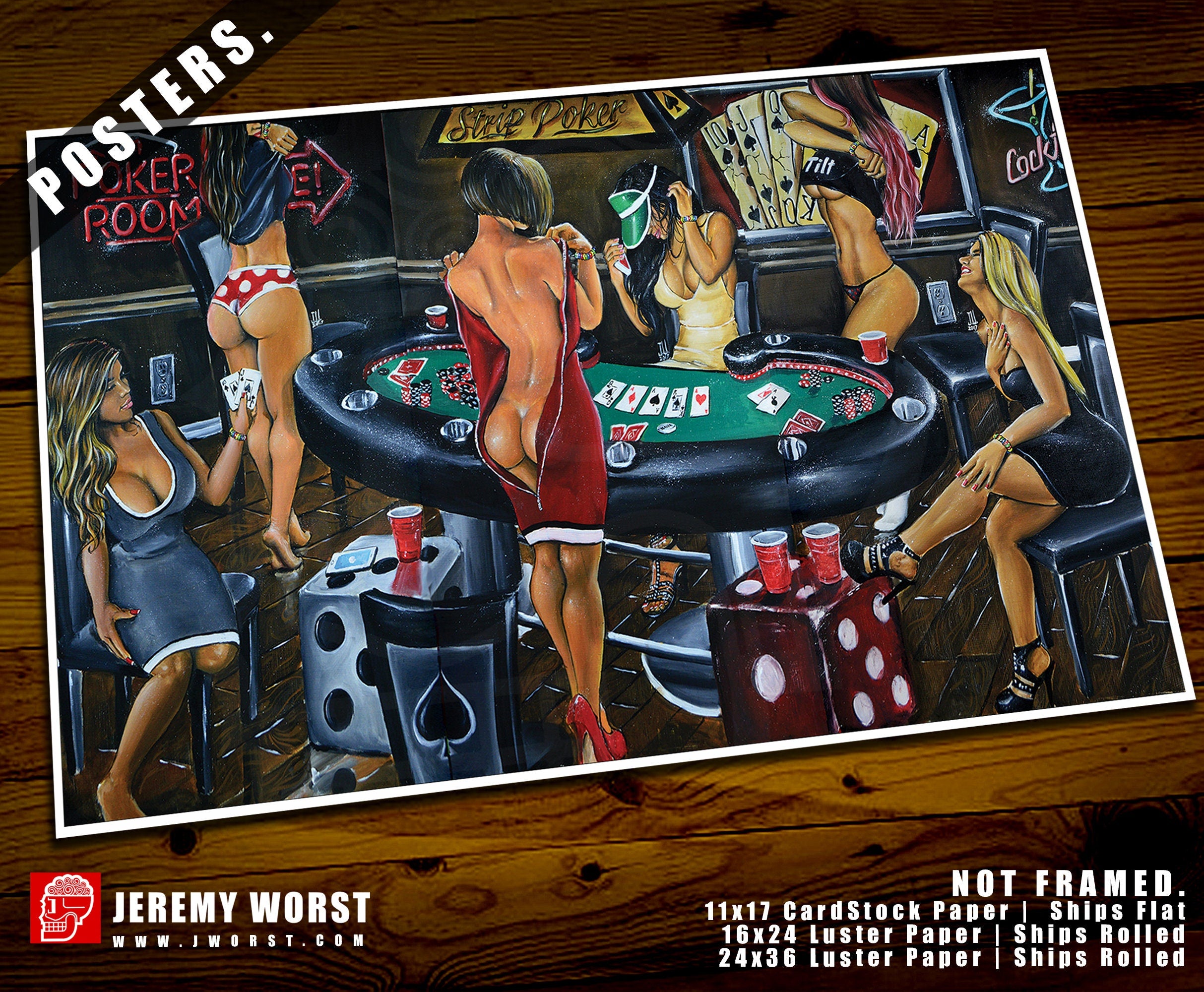 Strip Poker Canvas Wall Art Decor Game Room Table Gifts sexy blackjack