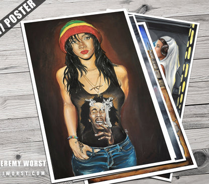 JEREMY WORST Rasta RiRi Rihanna Print Original Artwork Signed anime nsfw sticker